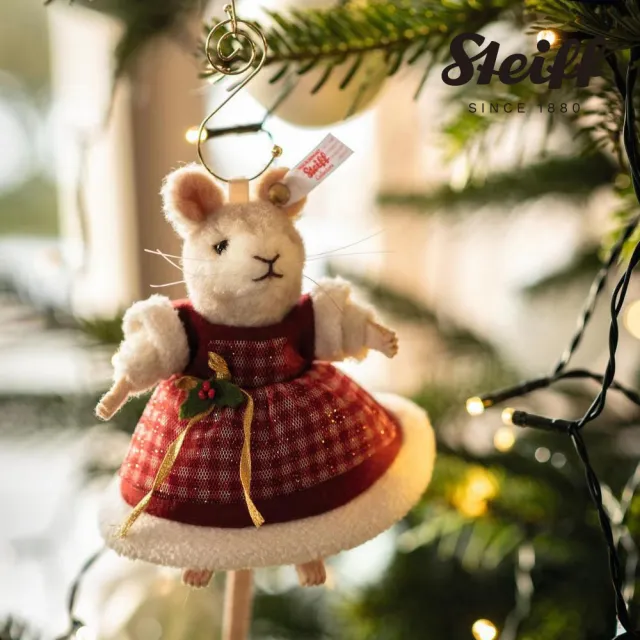 【STEIFF】Mrs Santa mouse ornament  聖誕老鼠小吊飾(限量版)