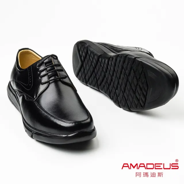 【AMADEUS 阿瑪迪斯】超輕量羊皮休閒男皮鞋21001-黑色(男皮鞋/綁帶款)