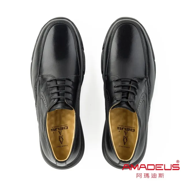 【AMADEUS 阿瑪迪斯】超輕量羊皮休閒男皮鞋21001-黑色(男皮鞋/綁帶款)