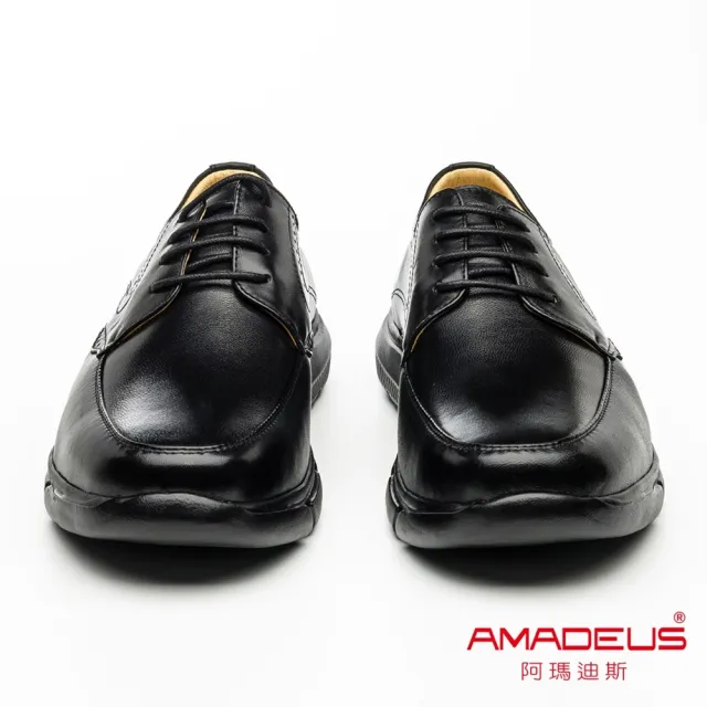【AMADEUS 阿瑪迪斯】超輕量羊皮休閒男皮鞋21001-黑色(男皮鞋/綁帶款)