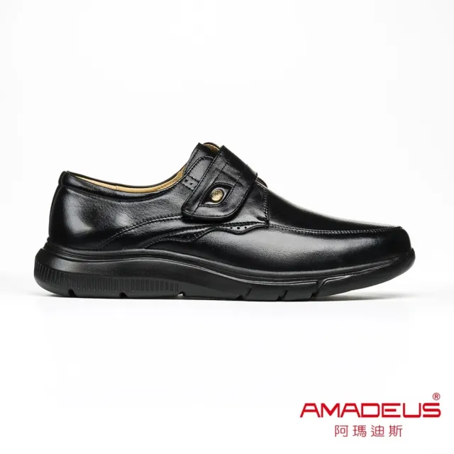 【AMADEUS 阿瑪迪斯】超輕量羊皮休閒男皮鞋21002-黑色(男皮鞋/魔鬼氈款)