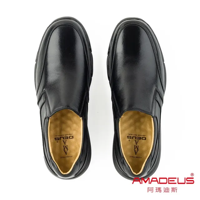 【AMADEUS 阿瑪迪斯】超輕量羊皮休閒男皮鞋21003-黑色(男皮鞋/直套款)