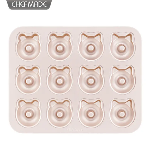 【Chefmade學廚原廠正品】熊貓造型蛋糕模具(WK9930金色12連熊貓甜甜圈蛋糕連模)