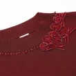 【ILEY 伊蕾】立體縫花混羊毛立領針織上衣(紅色；M-2L；1234175003)