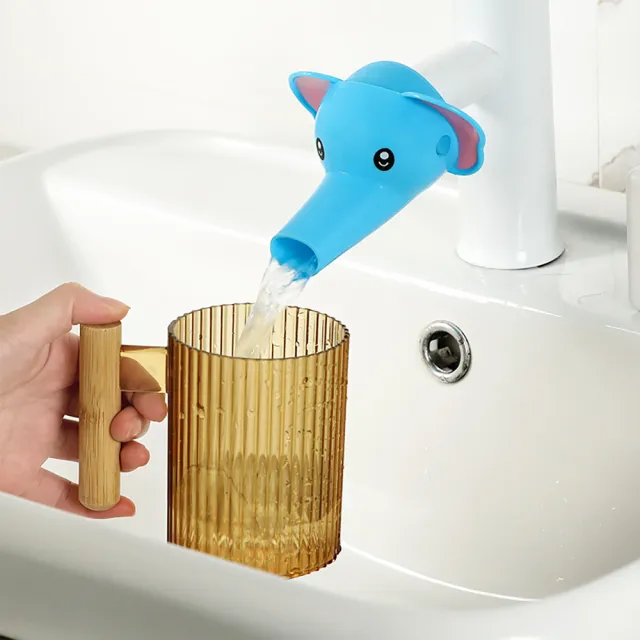 【Dagebeno荷生活】可愛動物兒童水龍頭延伸導流器 寶寶洗手兩段式導水器(4入)