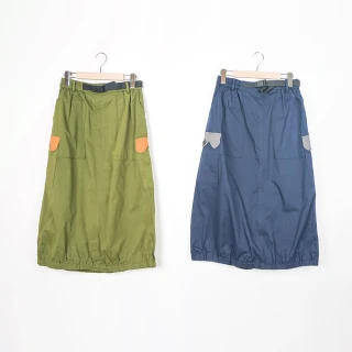 【Dailo】率性腰帶工裝空氣長裙(藍 綠 咖)