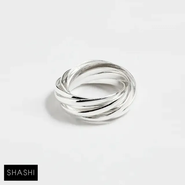 【SHASHI】紐約品牌 Super Vera 薇拉銀色九環戒 優雅百搭銀色戒指(多環戒)
