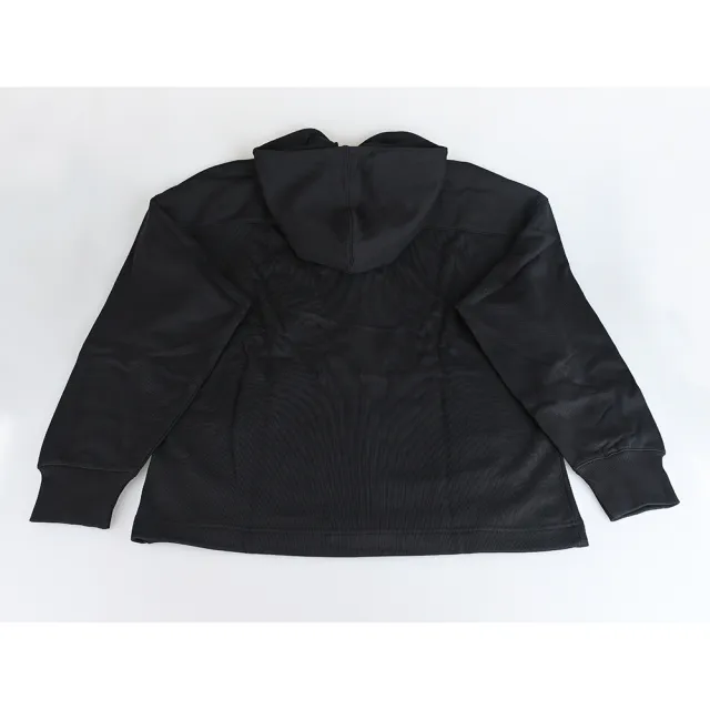 【Y-3 山本耀司】Y-3補丁貼LOGO棉質5鈕釦抽繩連帽寬鬆長袖外套(黑)