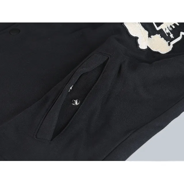 【Y-3 山本耀司】Y-3補丁貼LOGO棉質5鈕釦抽繩連帽寬鬆長袖外套(黑)