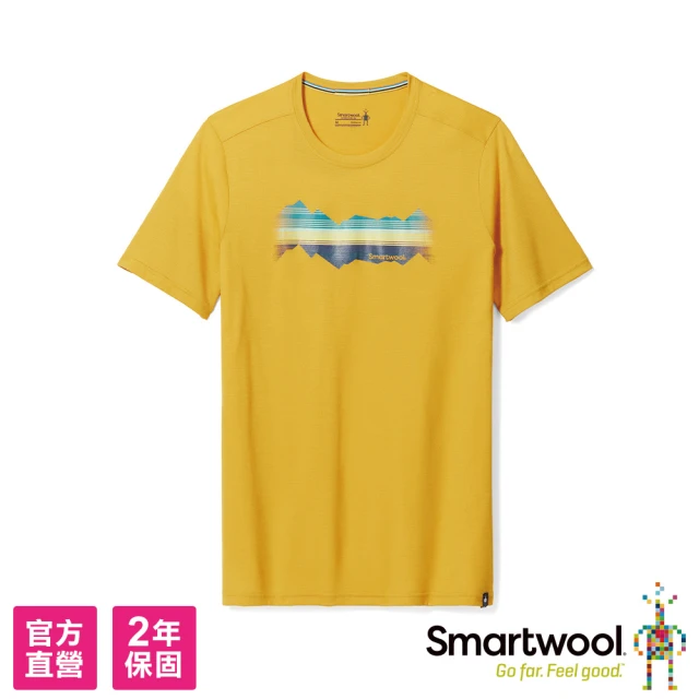 SmartWool官方直營 塗鴉長Tee/夏日依山(蜂蜜黃)