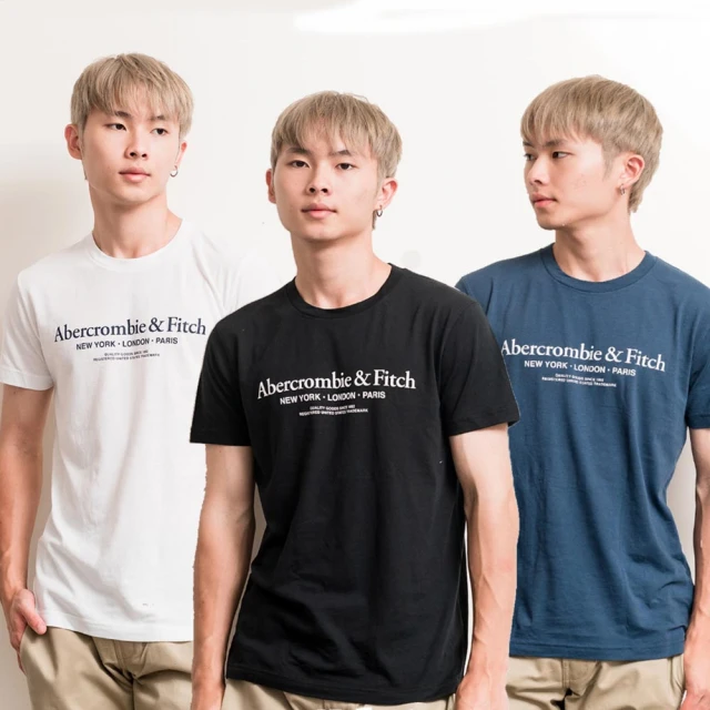 【Abercrombie & Fitch】A&F 男版 一排文字 經典LOGO 短袖 上衣 T恤 現貨(美國代購 秋冬新品)