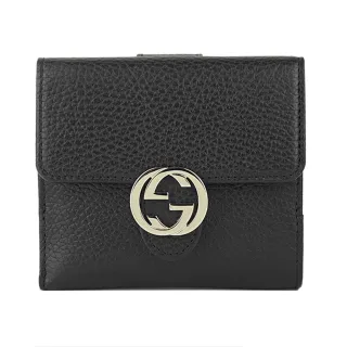 【GUCCI 古馳】素面牛皮G LOGO短夾