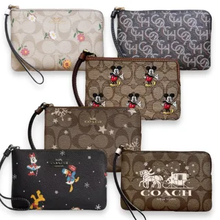 【COACH】Disney聯名米奇LOGO PVC 防刮皮革 男女生可用 錢包 手拿包 零錢包(多款可挑)