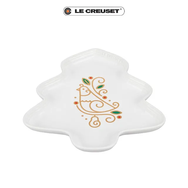 【Le Creuset】瓷器聖誕樹造型點心盤(鷓鴣)