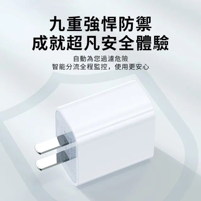 【iPhone13充電器】Apple iPhone 20W PD快充充電套組充電器 旅充頭(快充頭+Type-C轉lighting充電線)