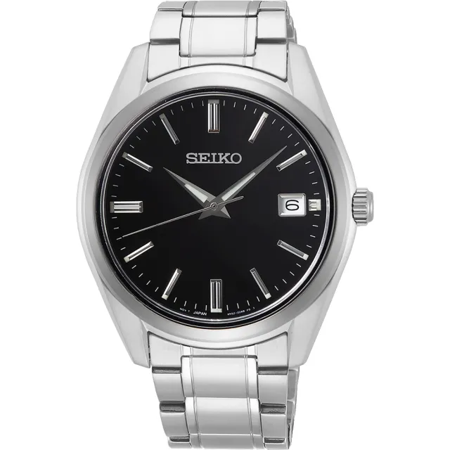 【SEIKO 精工】CS 時尚石英手錶-黑x銀/39mm 送6入手錶收藏盒(6N52-00A0D SUR311P1)