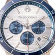 【THEODORA’S 希奧朵拉】水行俠夜光潛水手錶(熊貓款) 銀藍面-真皮矽膠藍