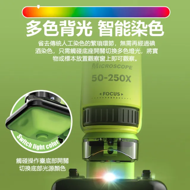 【Nil】50-250倍 中小學生科學實驗探索顯微鏡 LED補光燈 兒童益智高清玩具器材套裝