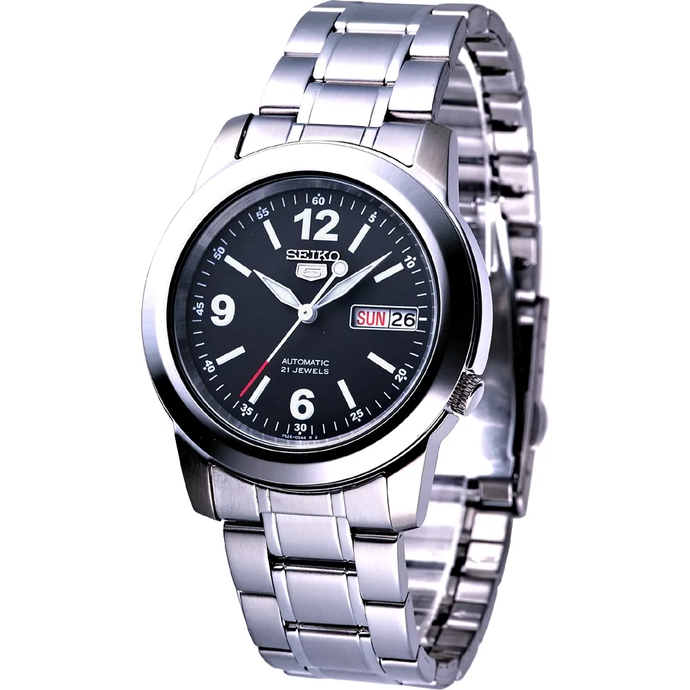 【SEIKO 精工】手錶 時尚新爵日本製5號自動機械腕錶-黑/SNKE63J1(保固二年)