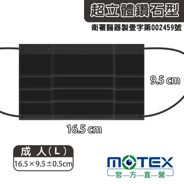 【MOTEX 摩戴舒】鑽石型醫用口罩(黑色)