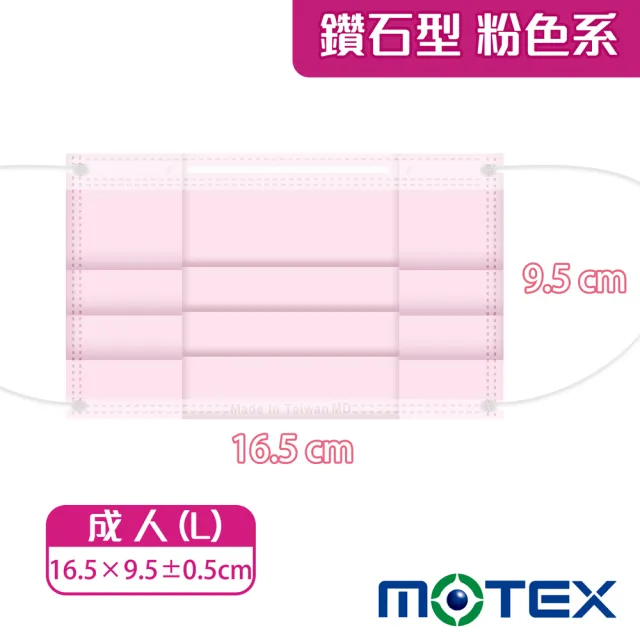 【MOTEX 摩戴舒】鑽石型醫用口罩(粉色) 50片/盒