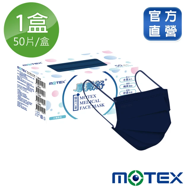 MOTEX 摩戴舒 平面醫用口罩 海軍藍(50片/盒)