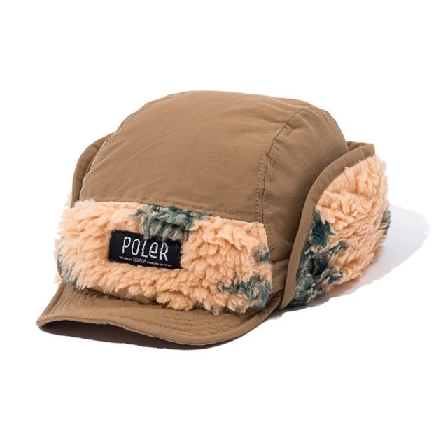 POLER STUFF 日本限定 ACQUARD SHERPA FLAP CAP 羊羔絨翻蓋帽(自然棕*印花)