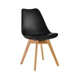 【E-home】二入組EMSB北歐經典造型軟墊櫸木腳餐椅 五色可選(休閒椅 網美椅 會客椅 美甲)