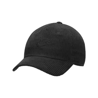 【NIKE 耐吉】棒球帽 Club Cap 男款 黑 燈芯絨 可調式帽圍 經典 帽子 老帽(FB5375-010)