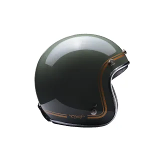 【Chief Helmet】Ticuna 素色金線 褐綠 3/4罩 安全帽(素色帽 騎士安全帽 銀邊帽 騎士復古帽 銀邊復古帽)