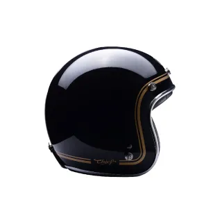 【Chief Helmet】Ticuna 素色金線 黑 3/4罩 安全帽(素色帽 騎士安全帽 銀邊帽 騎士復古帽 銀邊復古帽)
