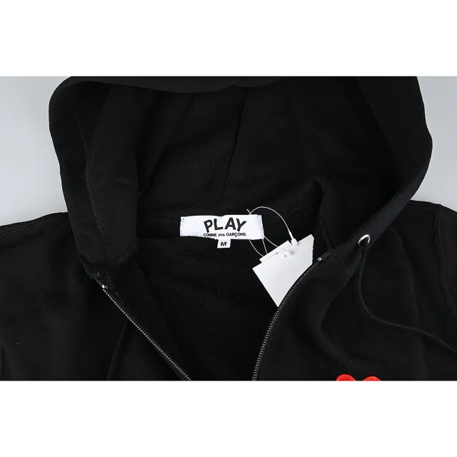 【Comme Des Garcons CDG】Comme Des Garcons Play愛心刺繡LOGO連帽外套(黑x紅/女款)