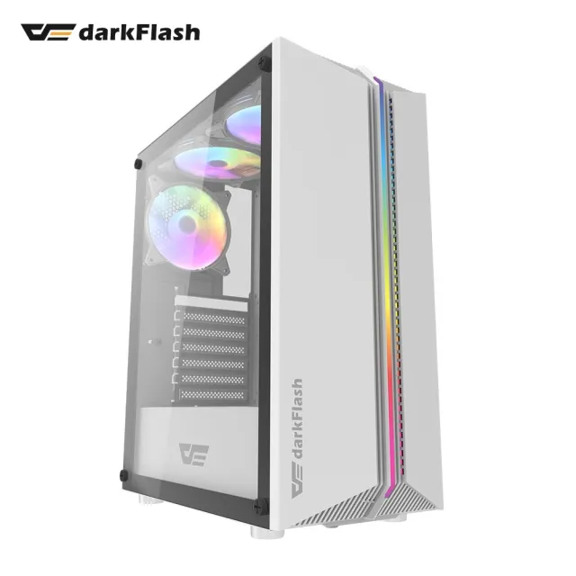 【darkFlash】大飛DK151 ATX 電腦機殼-白色(含炫彩固光風扇*3)