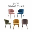 【E-home】Jade潔迪扶手絨布腳包金邊休閒餐椅 3色可選(網美椅 會客椅 美甲 高背)