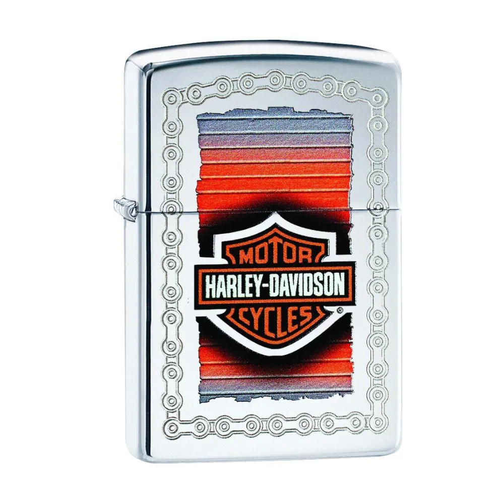 【Zippo】Harley-Davidson鍊條圖案防風打火機(美國防風打火機)