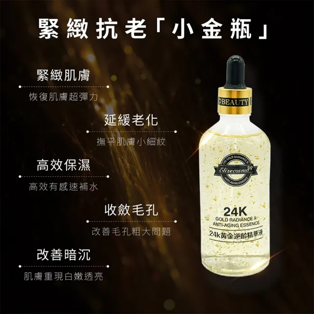 【Elizecosmo】24K黃金 逆齡精華液 100mL(高效的醫美修護+奢華金箔抗老)