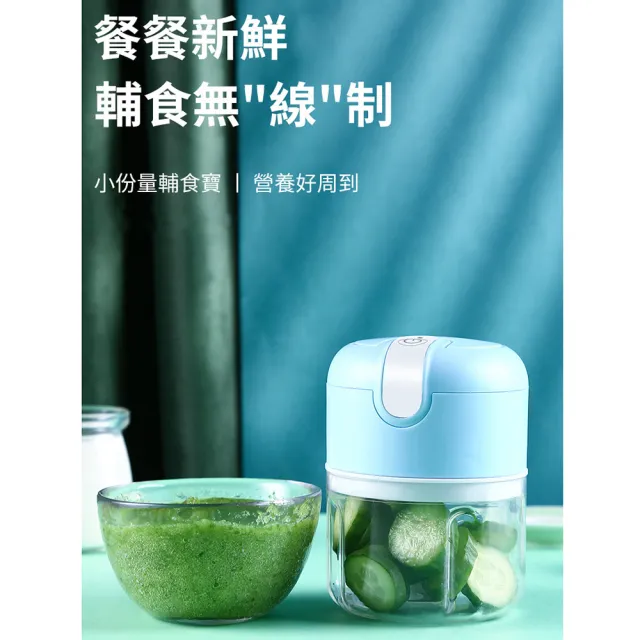 【小廚師】雙杯雙刀款 多功能食物調理機/料理機-250ml+100ml(嬰兒副食品 蒜泥器/絞肉/蒜頭/薑末)