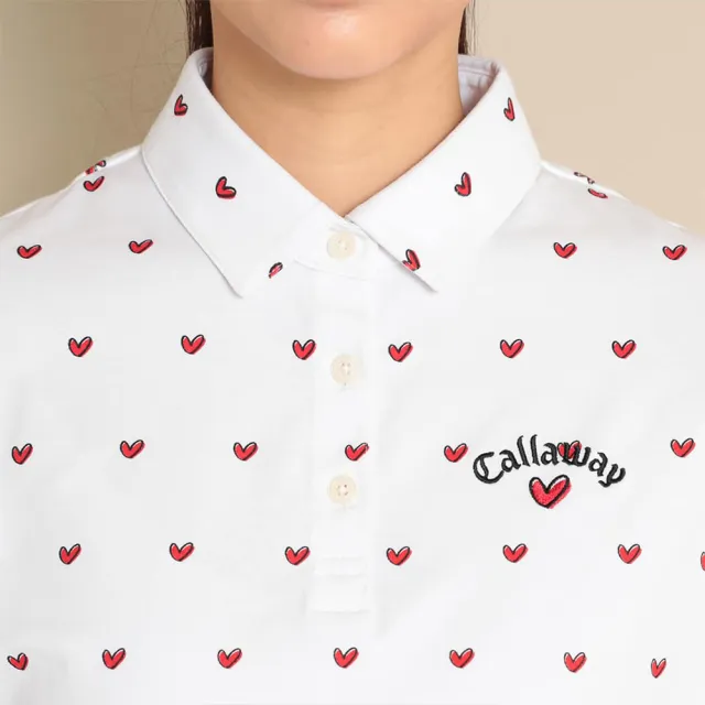 【Callaway 卡拉威】女士 愛心印花短袖POLO衫(C23134222_1030)