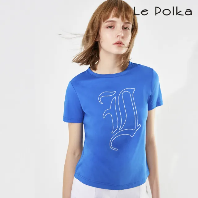 【Le Polka】單色繡線百搭棉T 2色-女
