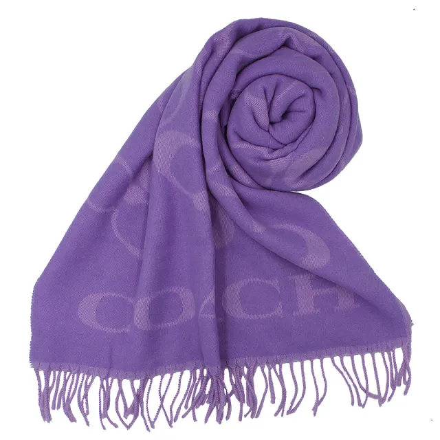 【COACH】經典LOGO羊毛莫代爾喀什米爾圍巾/披巾(任選)