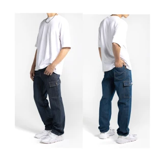 【Last Taiwan Jeans】台灣製 彈力側袋牛仔工作褲(藍色、深黑藍)
