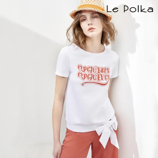 【Le Polka】百搭玩味標語印花T恤-女