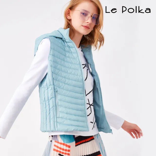 【Le Polka】清新湖藍羽絨背心外套-女
