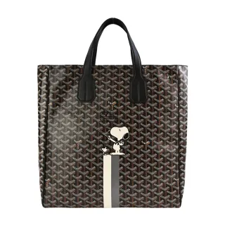 【GOYARD 高雅德】VOLTAIRE SNOOPY 聯名款系列經典塗料帆布直式托特包(黑/白綠)