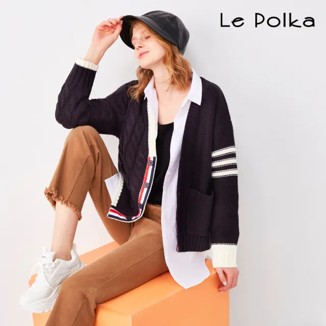【Le Polka】不對稱設計針織外套-女