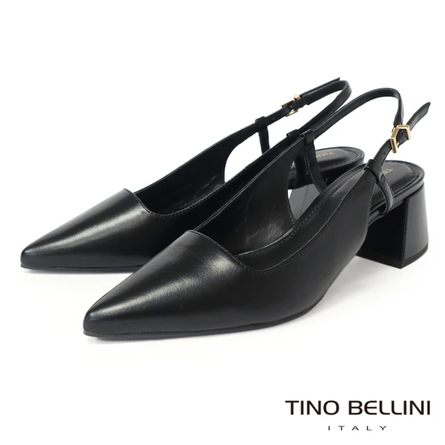 TINO BELLINI 貝里尼TINO BELLINI 貝里尼 巴西進口前包後拉帶素面低跟鞋FW2T002-1(黑色)