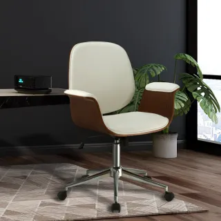 【E-home】Idalia伊達利亞中低背曲木扶手電腦椅 2色可選(辦公椅 會議椅 美甲)