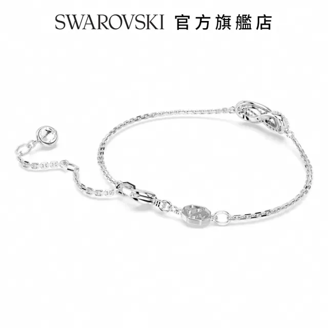 【SWAROVSKI 官方直營】Hyperbola 手鏈 Infinity 白色 鍍白金色(新改款)