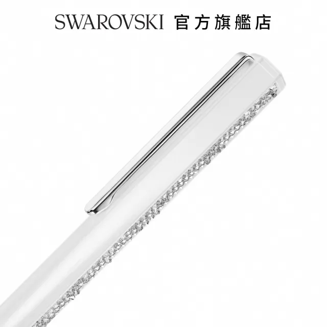【SWAROVSKI 官方直營】Crystal Shimmer 圓珠筆 白色漆面鍍鉻