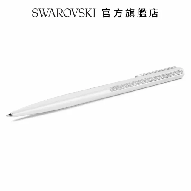 【SWAROVSKI 官方直營】Crystal Shimmer 圓珠筆 白色漆面鍍鉻